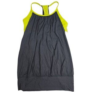 Lululemon No Limits Tank Racerback Dark Gray & Neon Yellow Lightweight Size 6
